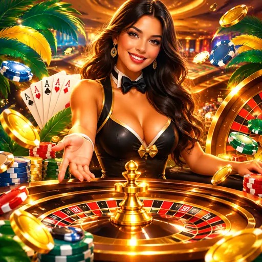 Dealer ao vivo conduzindo uma mesa de roleta em estúdio de cassino com transmissão em vídeo