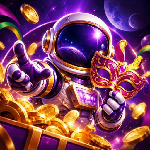 Astronauta do Spaceman flutuando com o multiplicador da rodada